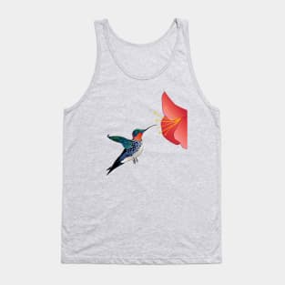 Hummingbird Tribal Tattoo Style Orange Flower Tank Top